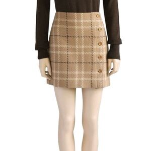 J. Crew Vtg Y2K Women’s Wool-Blend Brown Tan Mini Skirt ~ Size 6